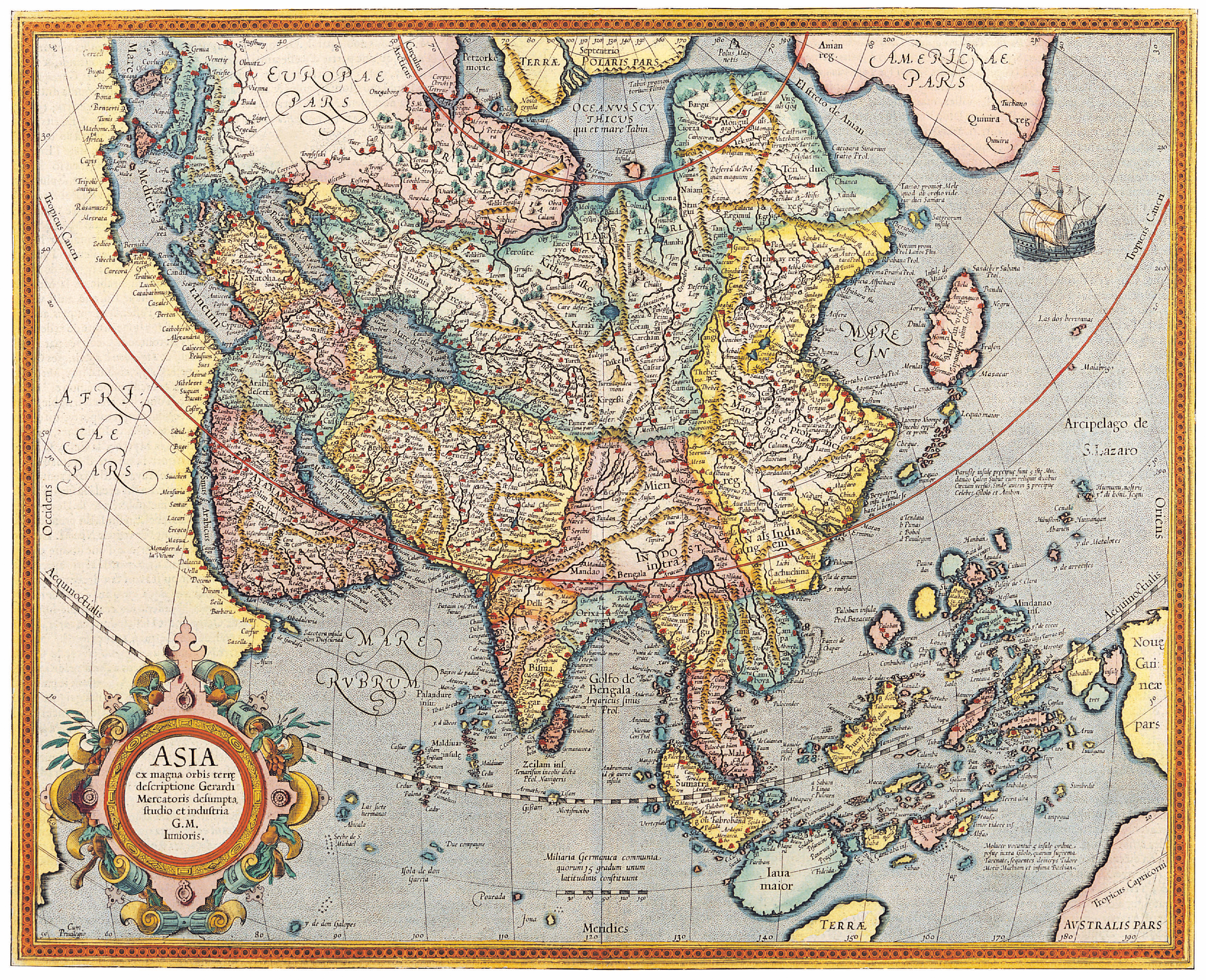 The meme is a map of the world from the 17th century, with the label "Asia" highlighted in a large, ornate font. The text "Asia" is written in a decorative, cursive style, with the words "Asia" and "Asia" repeated in a circular pattern around the continent. The meme is likely referencing the outdated and inaccurate nature of 17th-century maps, which often featured fantastical and inaccurate depictions of the world.
